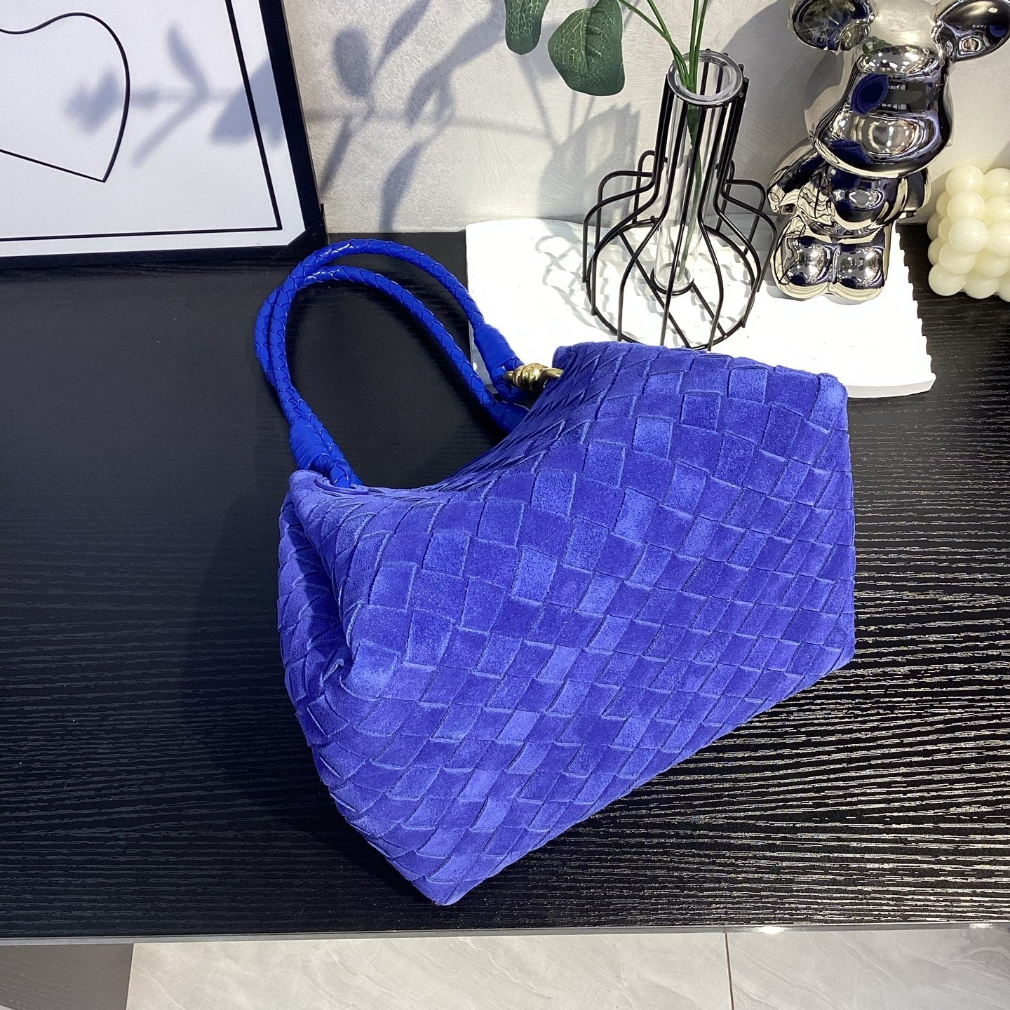 Azure Verona Woven Suede Shoulder Bag Set – Royal Blue