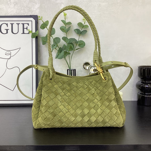 The Olive Verona Woven Suede Shoulder Bag