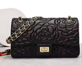 Black Camellia Quilted Leather Chain Bag