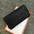 The Livia Zippered Leather Wallet - Black