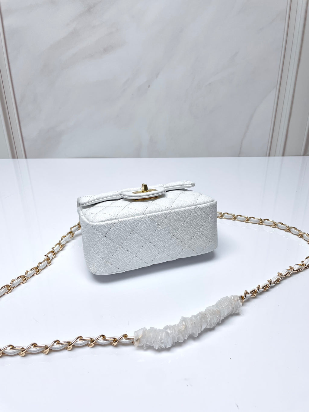 Petite Quilted Leather Chain Crossbody
