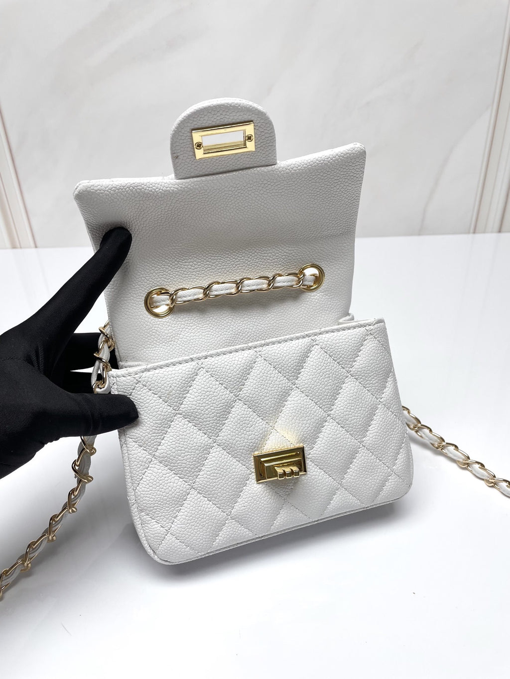 Petite Quilted Leather Chain Crossbody