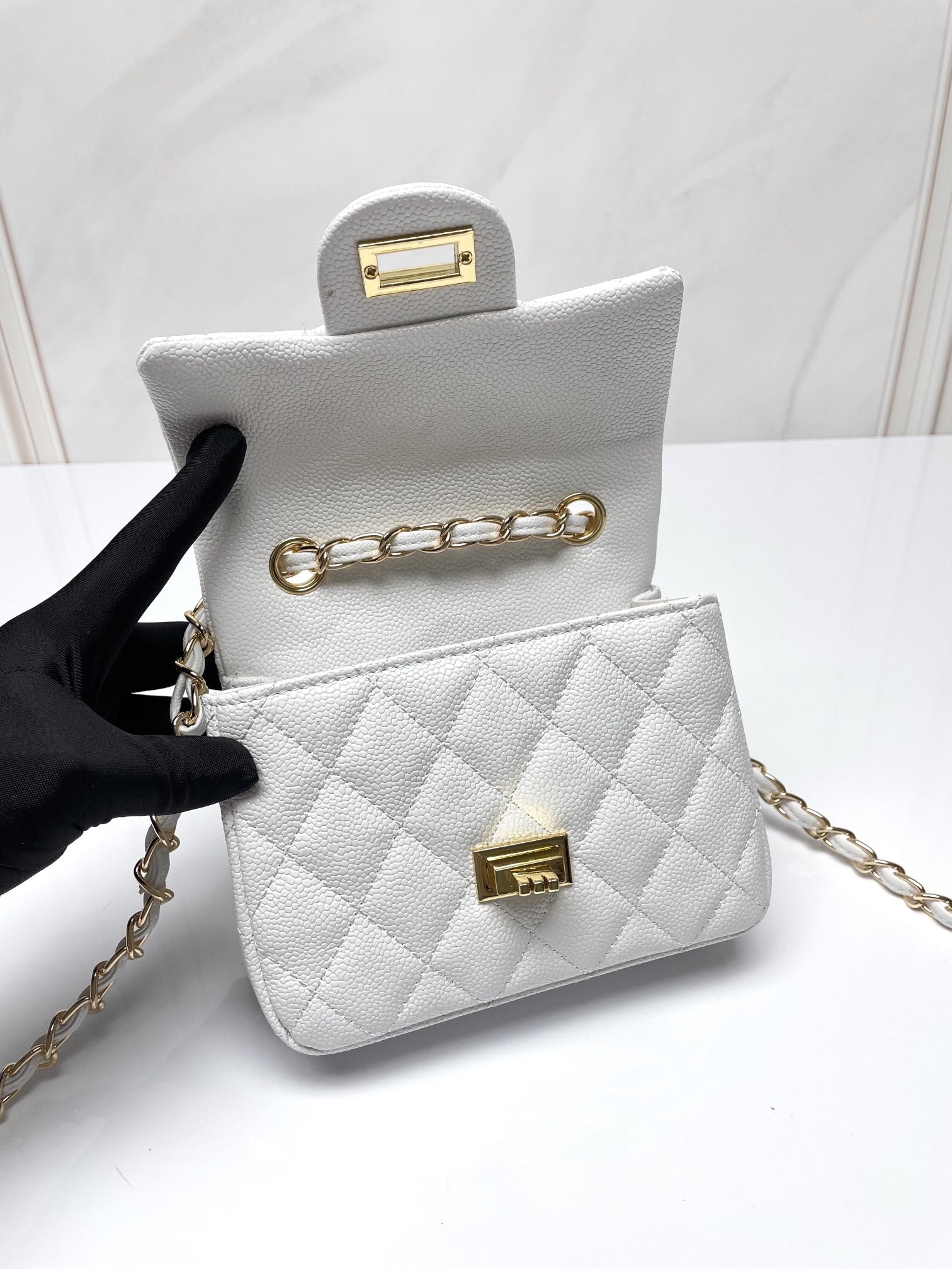 Petite Quilted Leather Chain Crossbody