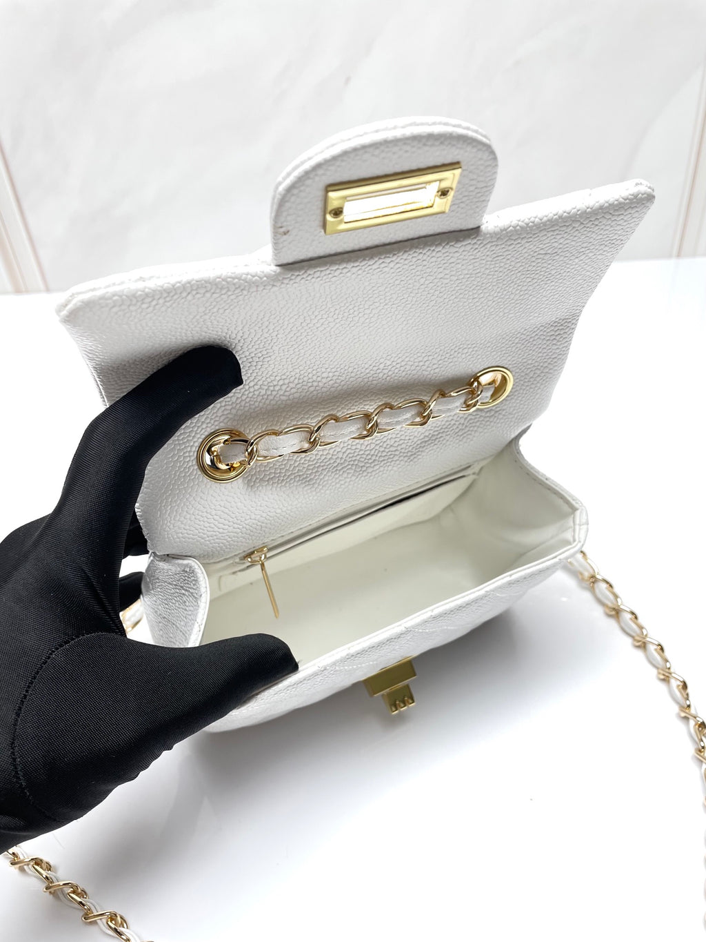 Petite Quilted Leather Chain Crossbody