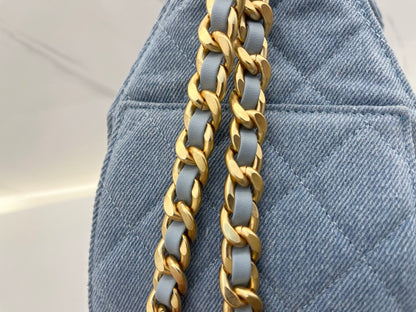 Quilted Denim Chain Shoulder Bag