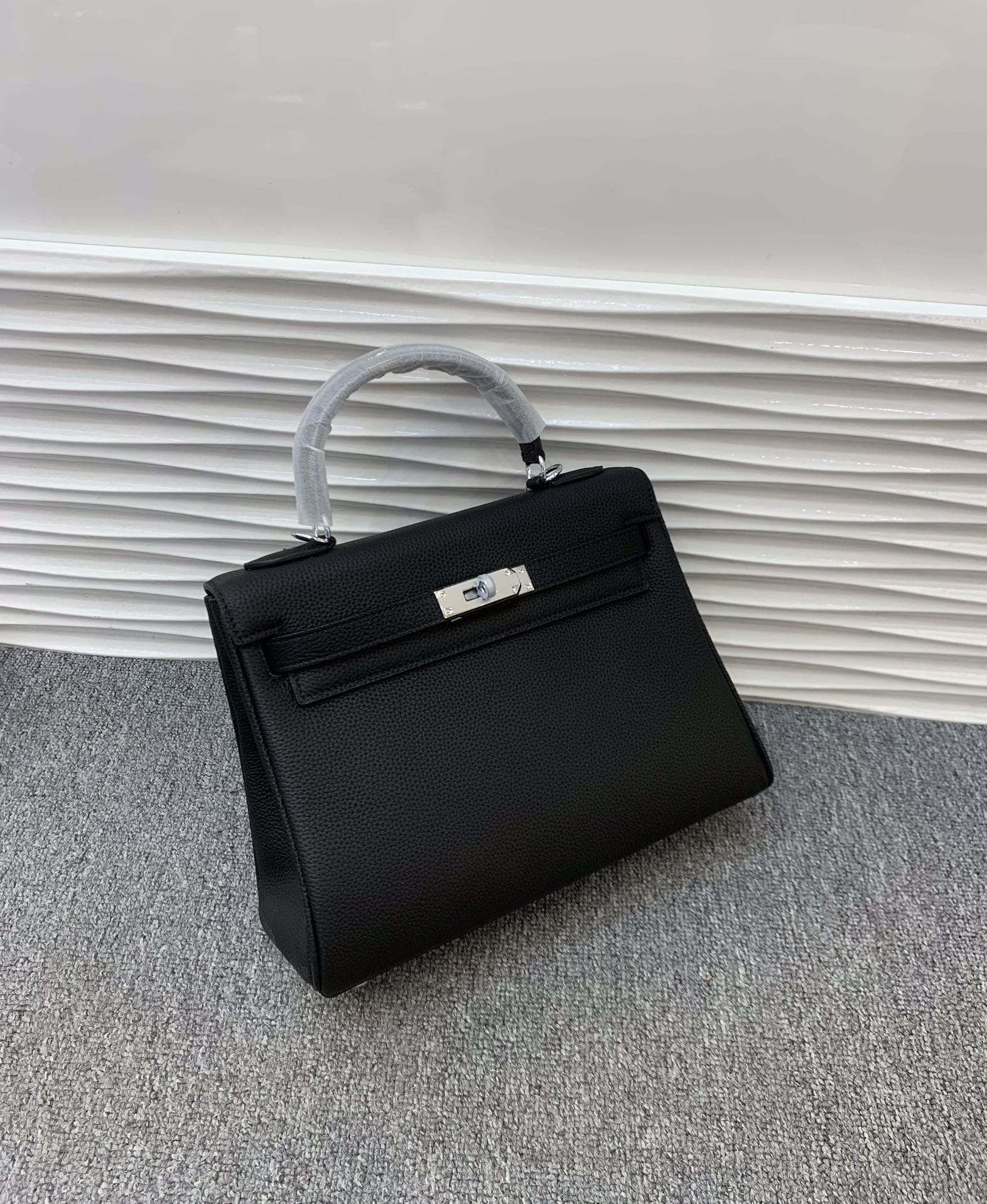 The Noir Heritage Structured Top Handle Bag