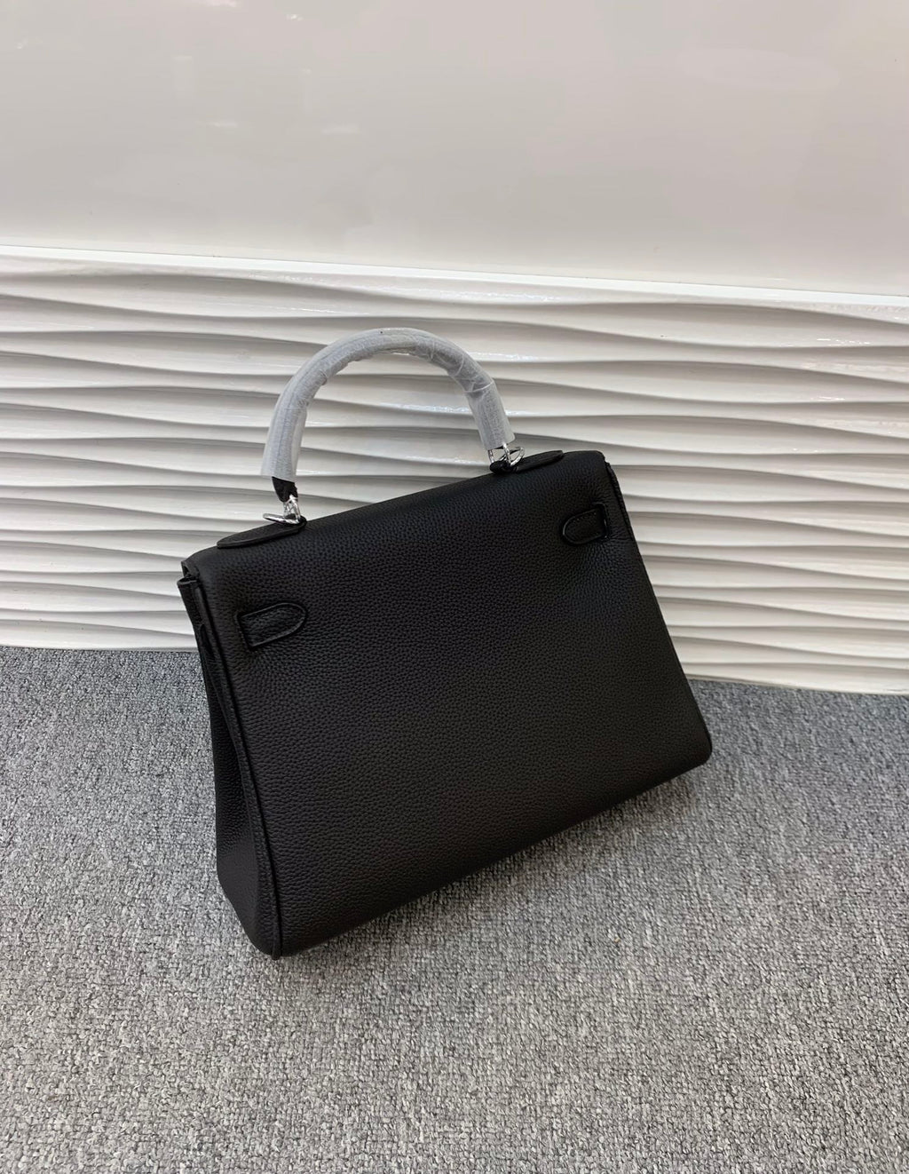 The Noir Heritage Structured Top Handle Bag