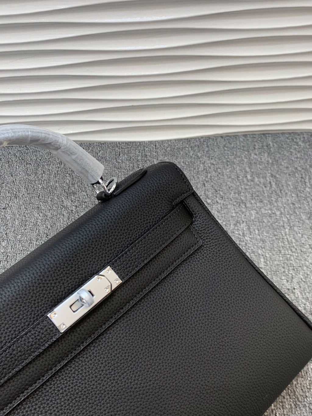 The Noir Heritage Structured Top Handle Bag