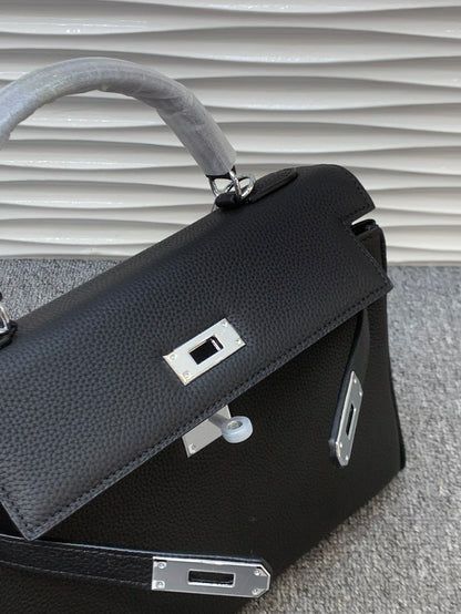 The Noir Heritage Structured Top Handle Bag