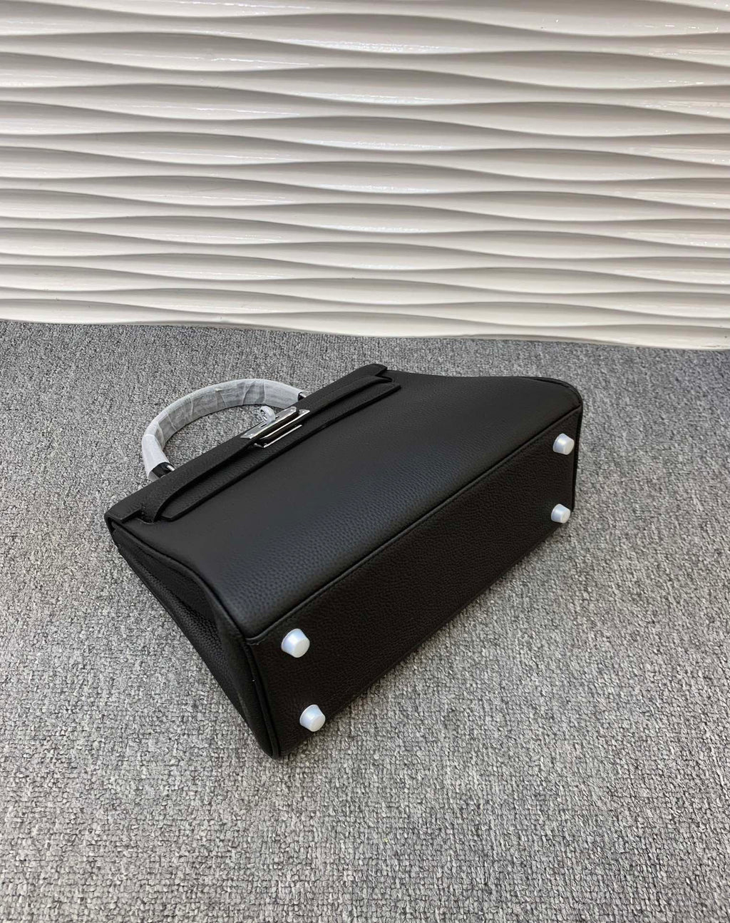 The Noir Heritage Structured Top Handle Bag