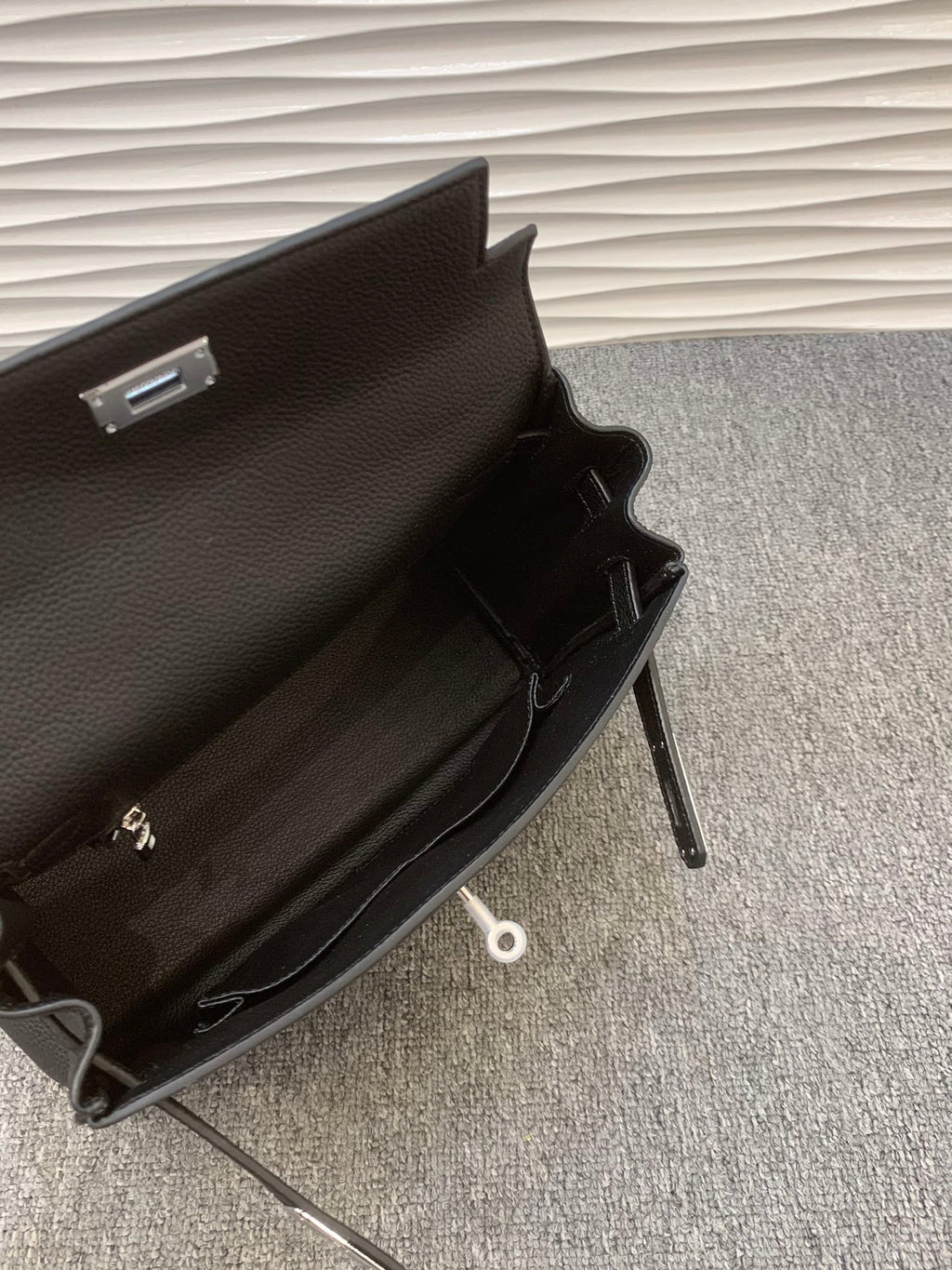 The Noir Heritage Structured Top Handle Bag