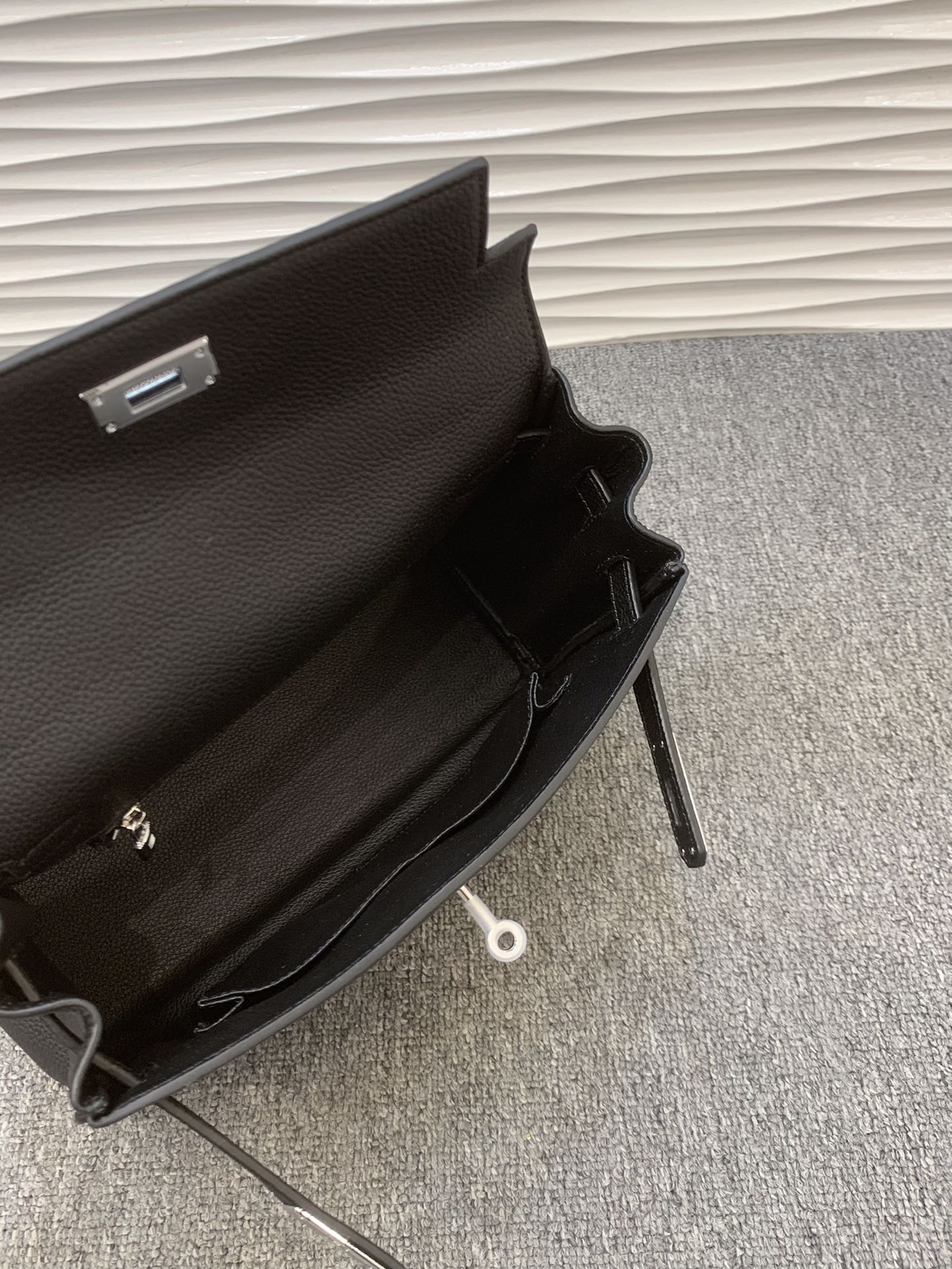 The Noir Heritage Structured Top Handle Bag