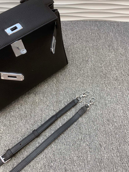 The Noir Heritage Structured Top Handle Bag