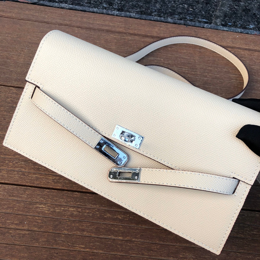 Élan Wallet Clutch – Ivory Leather (With Strap)