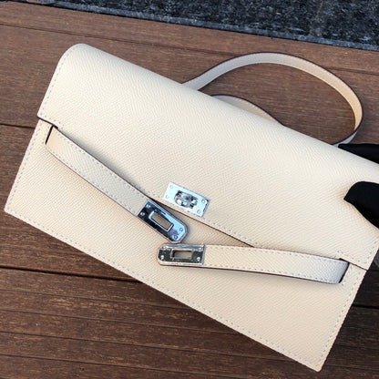 Élan Wallet Clutch – Ivory Leather (With Strap)