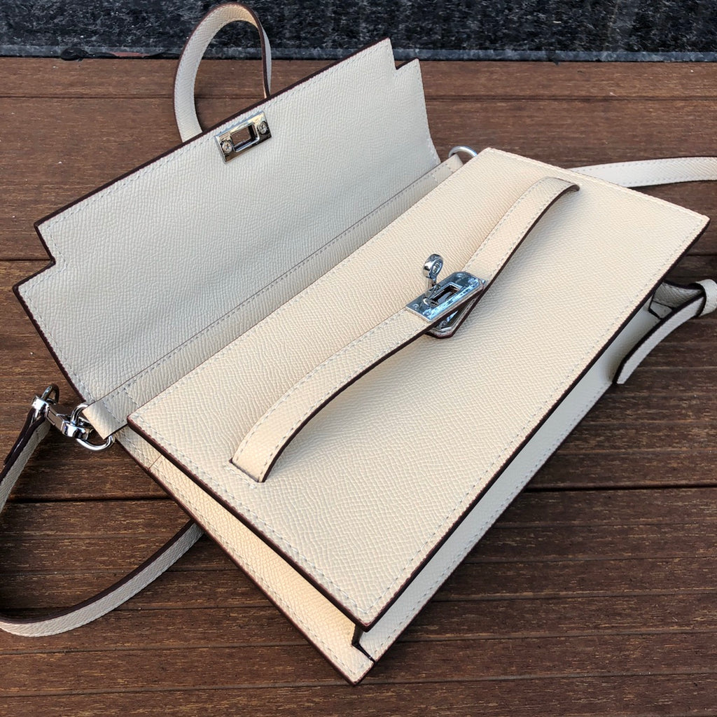 Élan Wallet Clutch – Ivory Leather (With Strap)