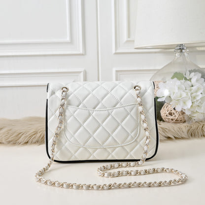 “Ivory Mini Quilted” Leather Chain Bag
