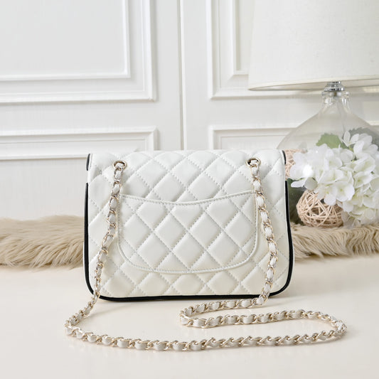 “Ivory Mini Quilted” Leather Chain Bag