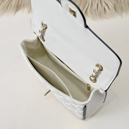 “Ivory Mini Quilted” Leather Chain Bag
