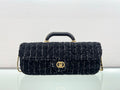 The Pure Cotton Needle Black Tweed Top-Handle Bag