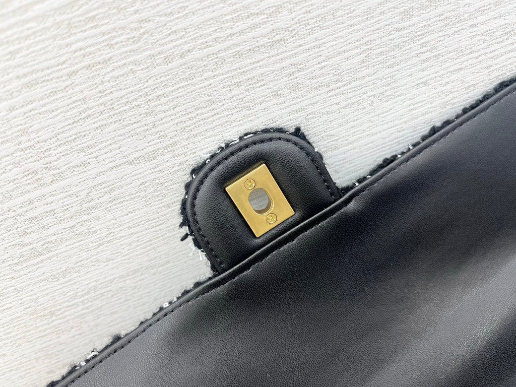 The Pure Cotton Needle Black Tweed Top-Handle Bag