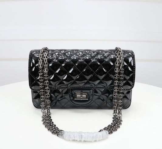 The Noir Lumière Patent Flap Bag