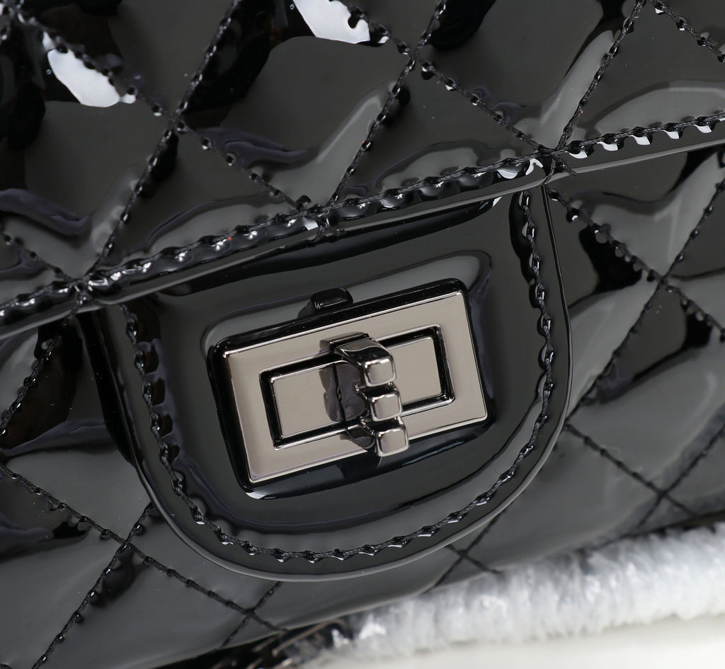 The Noir Lumière Patent Flap Bag