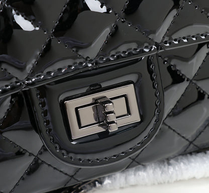 The Noir Lumière Patent Flap Bag