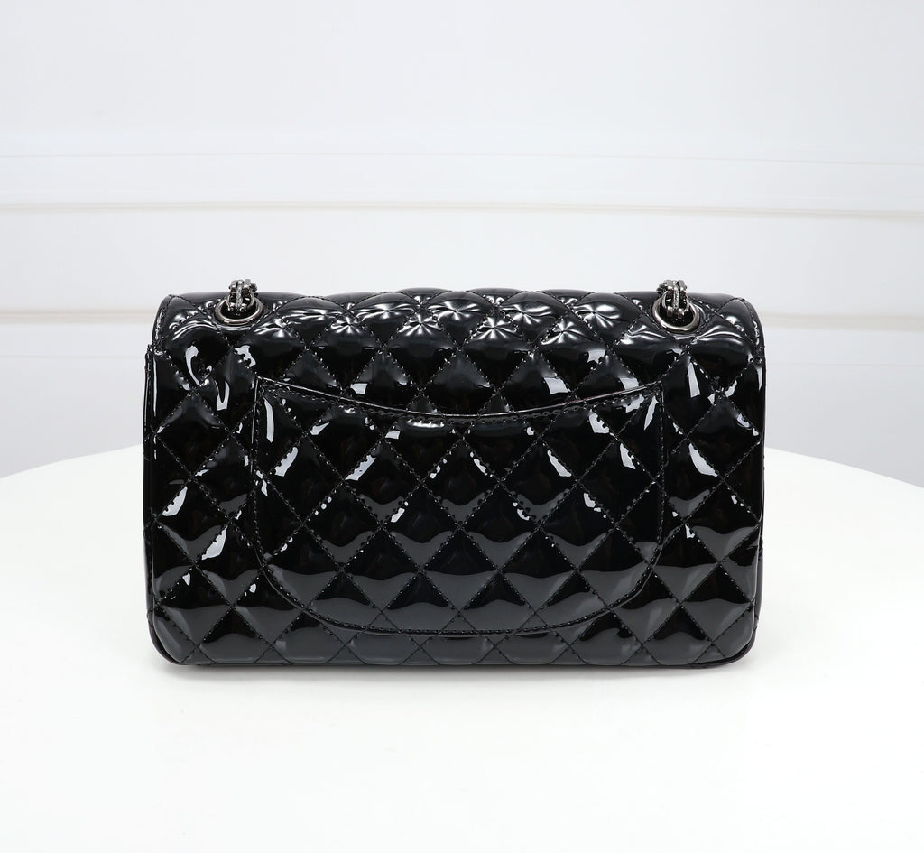 The Noir Lumière Patent Flap Bag