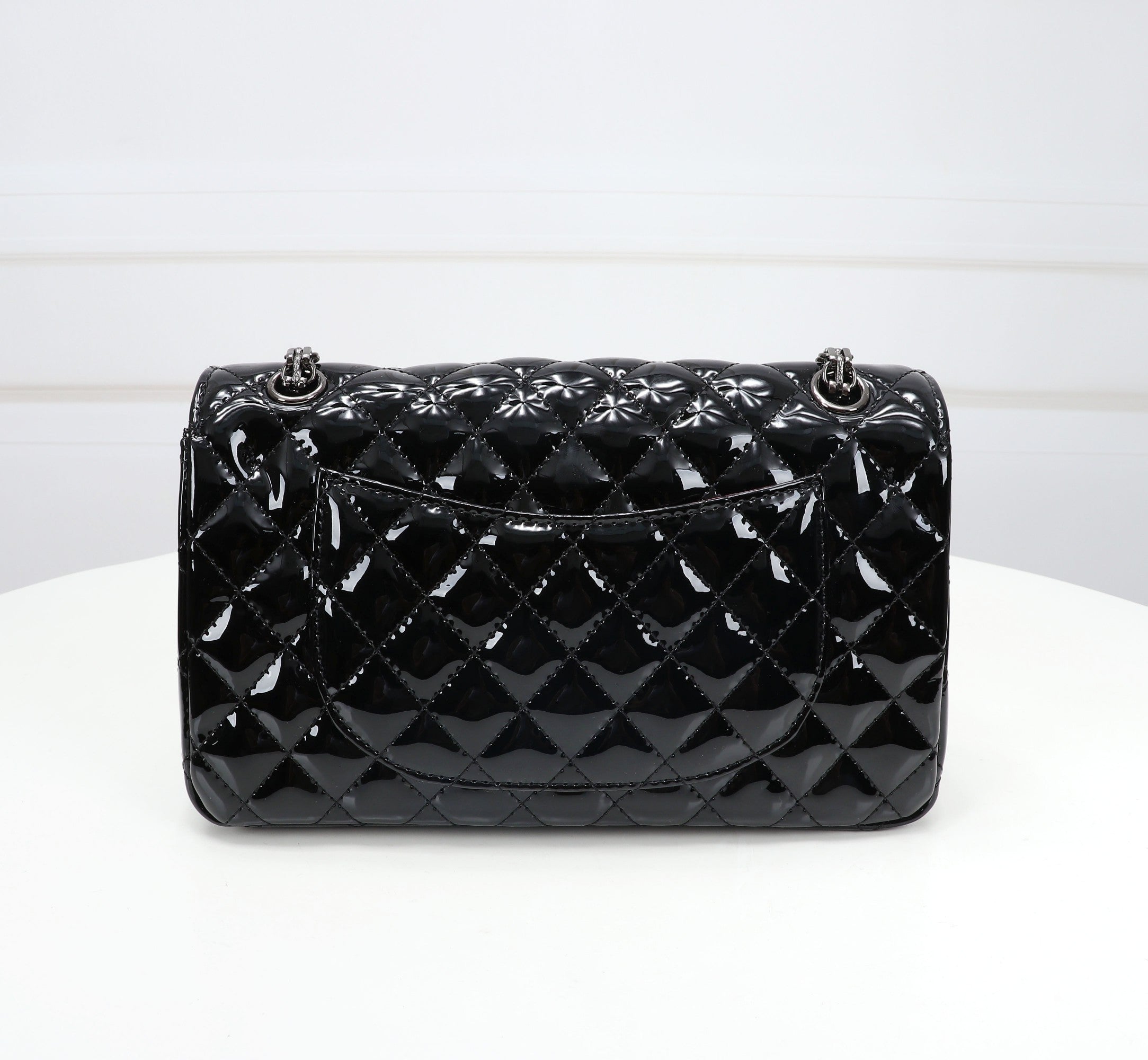 The Noir Lumière Patent Flap Bag
