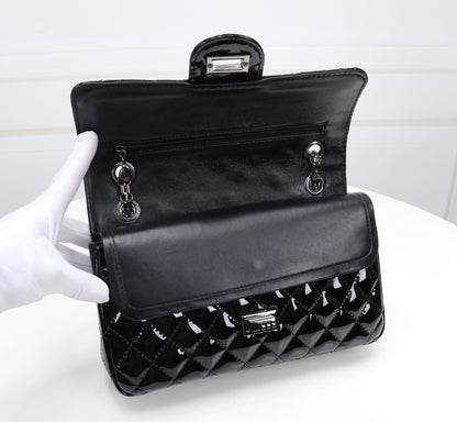 The Noir Lumière Patent Flap Bag