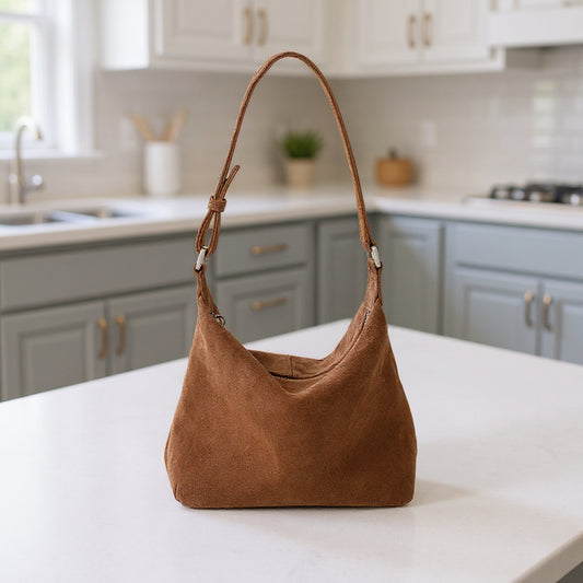 Slouchy Suede & Leather Shoulder Bag