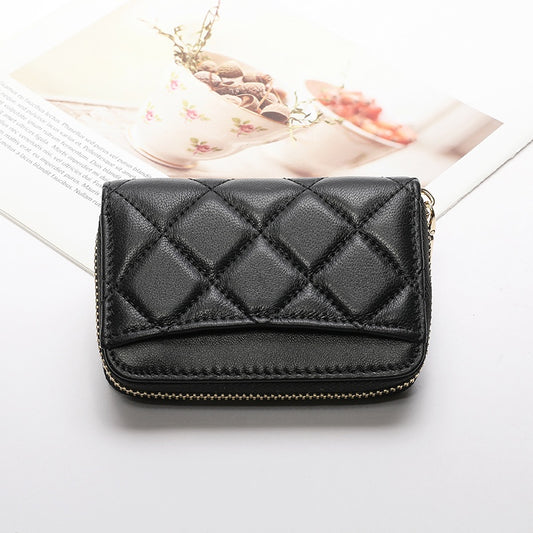 Midnight Quilted Zip Compact Wallet